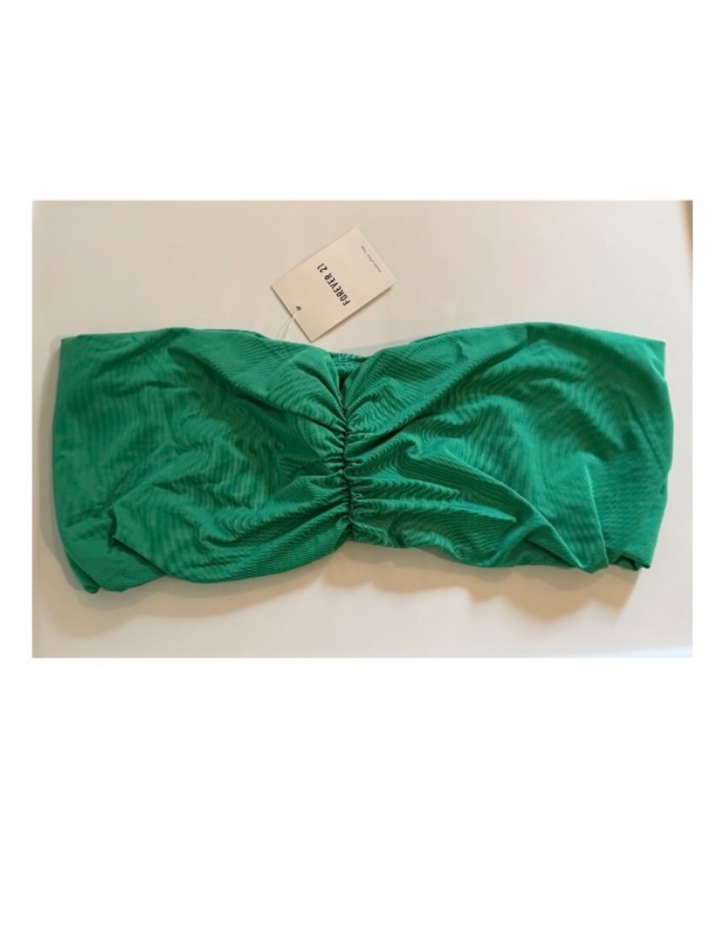 Forever 21 nwt size medium Green Ruched Bandeau Bikini Top